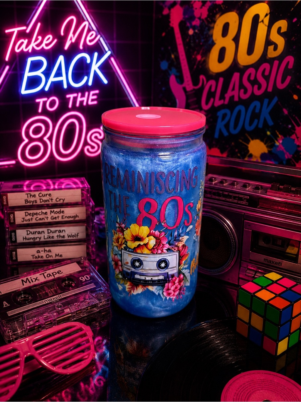💿 Retro Rewind™ — 16 oz GlitterSip™ Snow Globe Tumbler